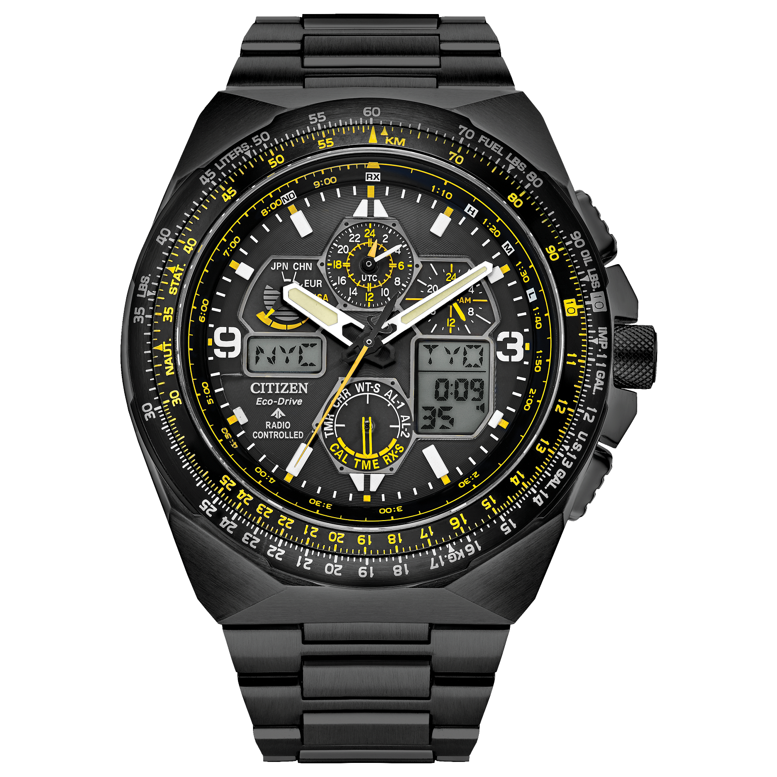 Citizen Men's Eco-Drive Chronograph Black Stainless Steel Watch 46