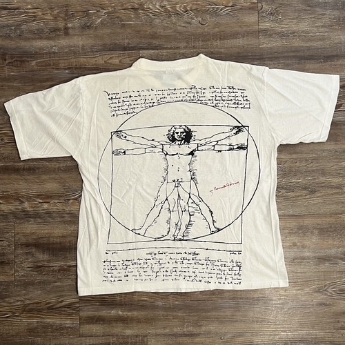 Vintage 90's Leonardo Da Vinci The Vitruvian Man Italia AOP Art T
