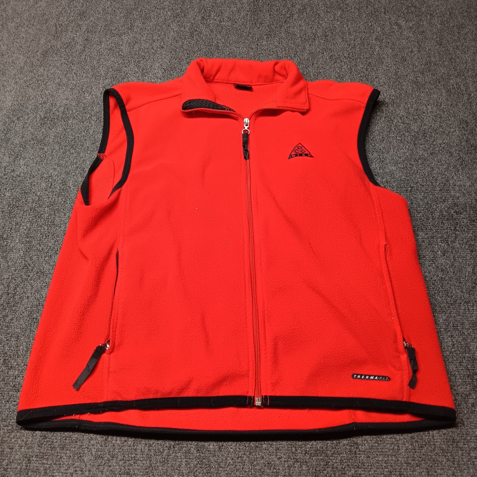 Vintage Nike ACG Vest Men XL Red Full Zip Pockets 90s Therma Fit