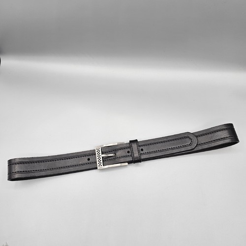 Canterbury Golf Mens Belt Sz 34 Black Leather Silver Tone Buckle