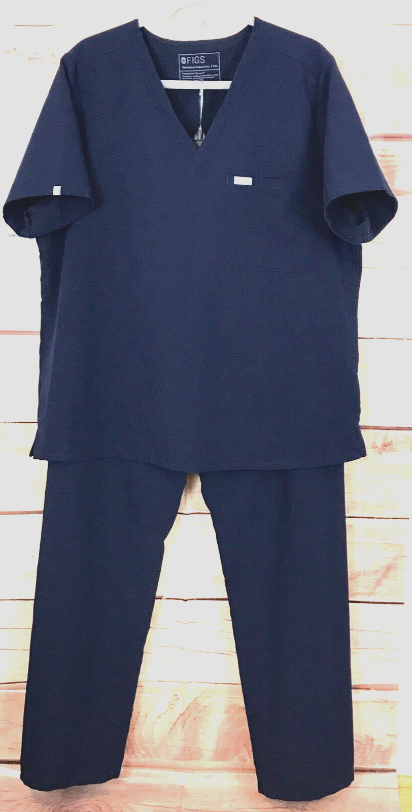 FIGS Scrubs UnisexSet Top XXL Pants L Dark Navy Pockets Slits