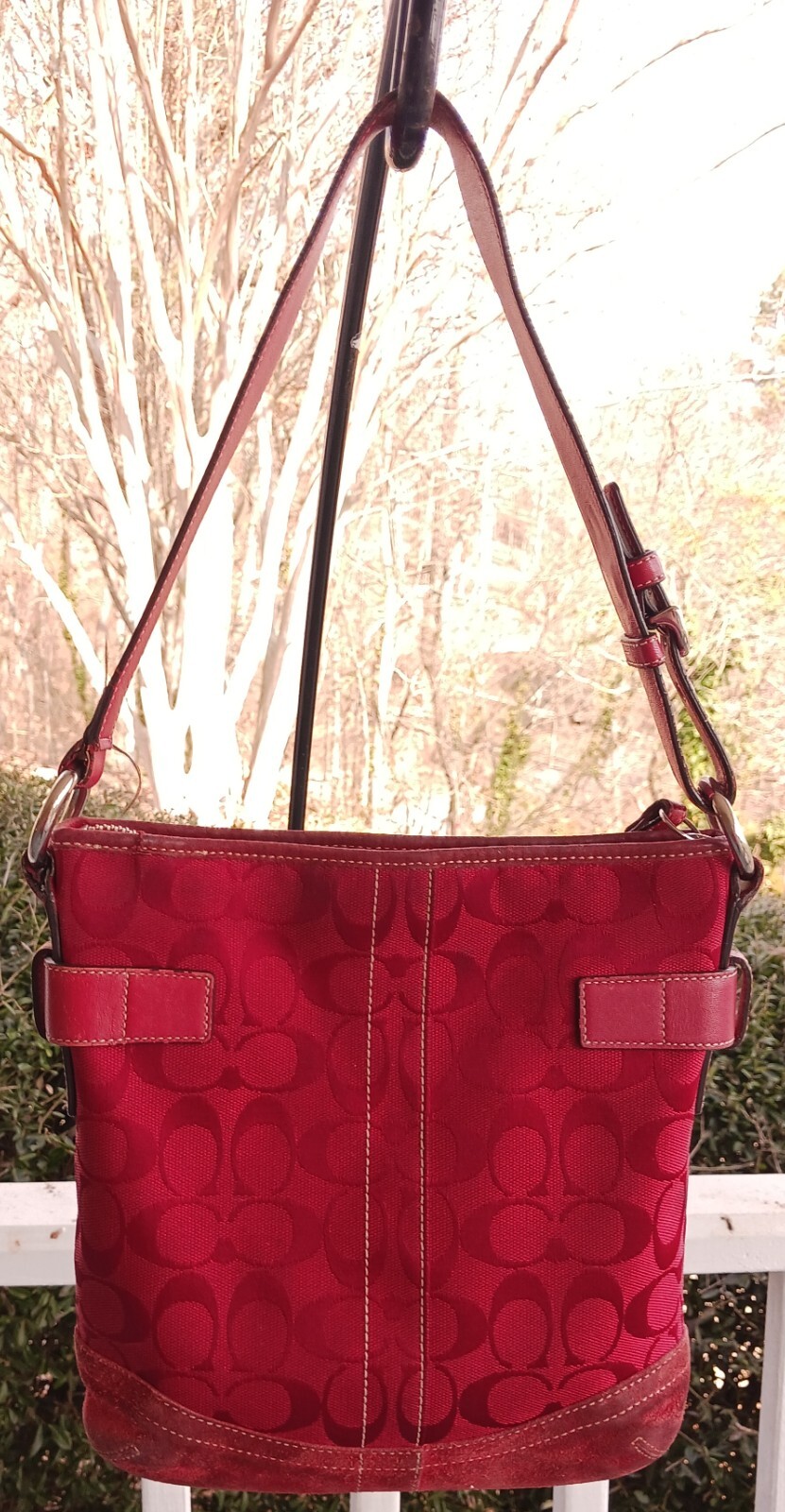 Coach 5088 Vintage Soho Red Signature C Canvas & Suede Bag | eBay