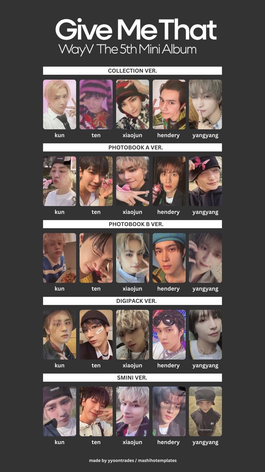 NCT WAYV 威神V THE 5TH MINI ALBUM GIVE ME THAT OFICIAL PHOTOCARD