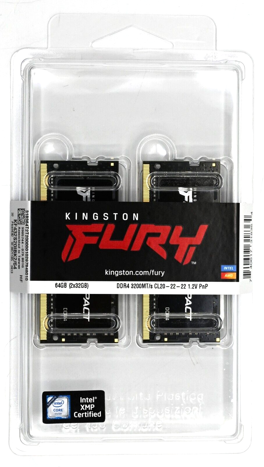 Kingston Fury Impact 64GB (2x32GB) DDR4 3200MHz SODIMM 260pin