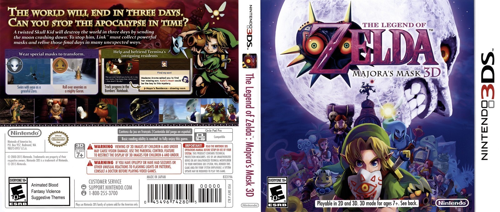 The Legend of Zelda Majora's Mask 3D 3DS Cover Art Work Only | eBay