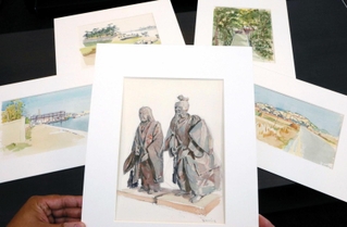 超レア？小磯良平はその場で絵の誤りを修正した 高砂で描いた水彩画5点