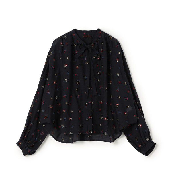 アネモネプリント ギャザースタンドカラーブラウス（TOMORROWLAND