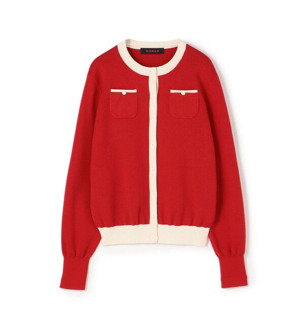 コットンカシミヤ バイカラークルーネックカーディガン（CABaN