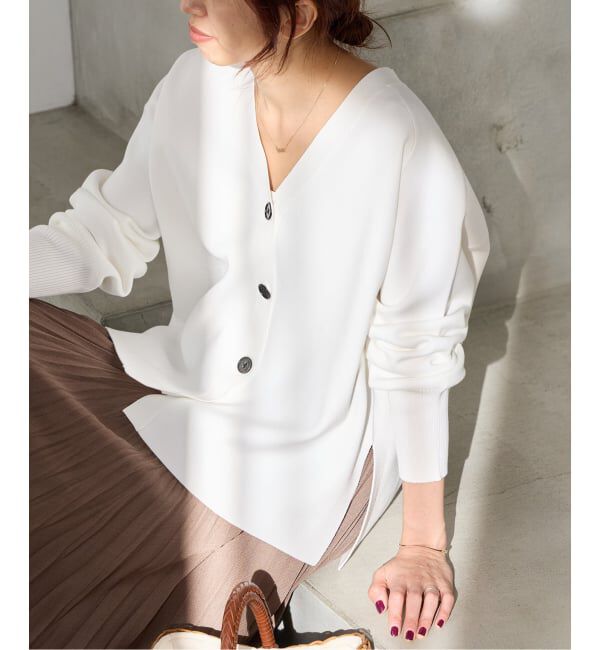 新色/追加》ファインコットンスムースVネックカーディガン（IENA