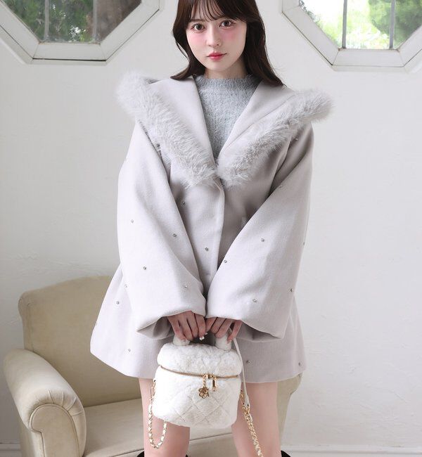 フードフェイクファービジューミドルコート｜ルミネのファッション通販