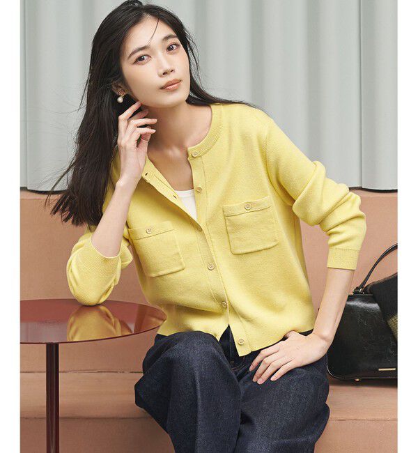 コットンカシミヤ レースコンビポケットカーディガン（CABaN）｜ルミネ