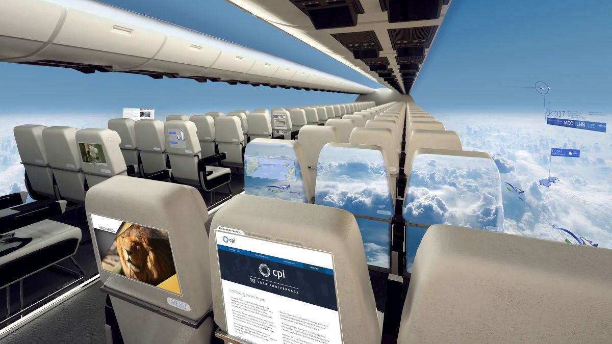 航空機の窓をなくして機内の壁面全体をディスプレイ化するメリットとは