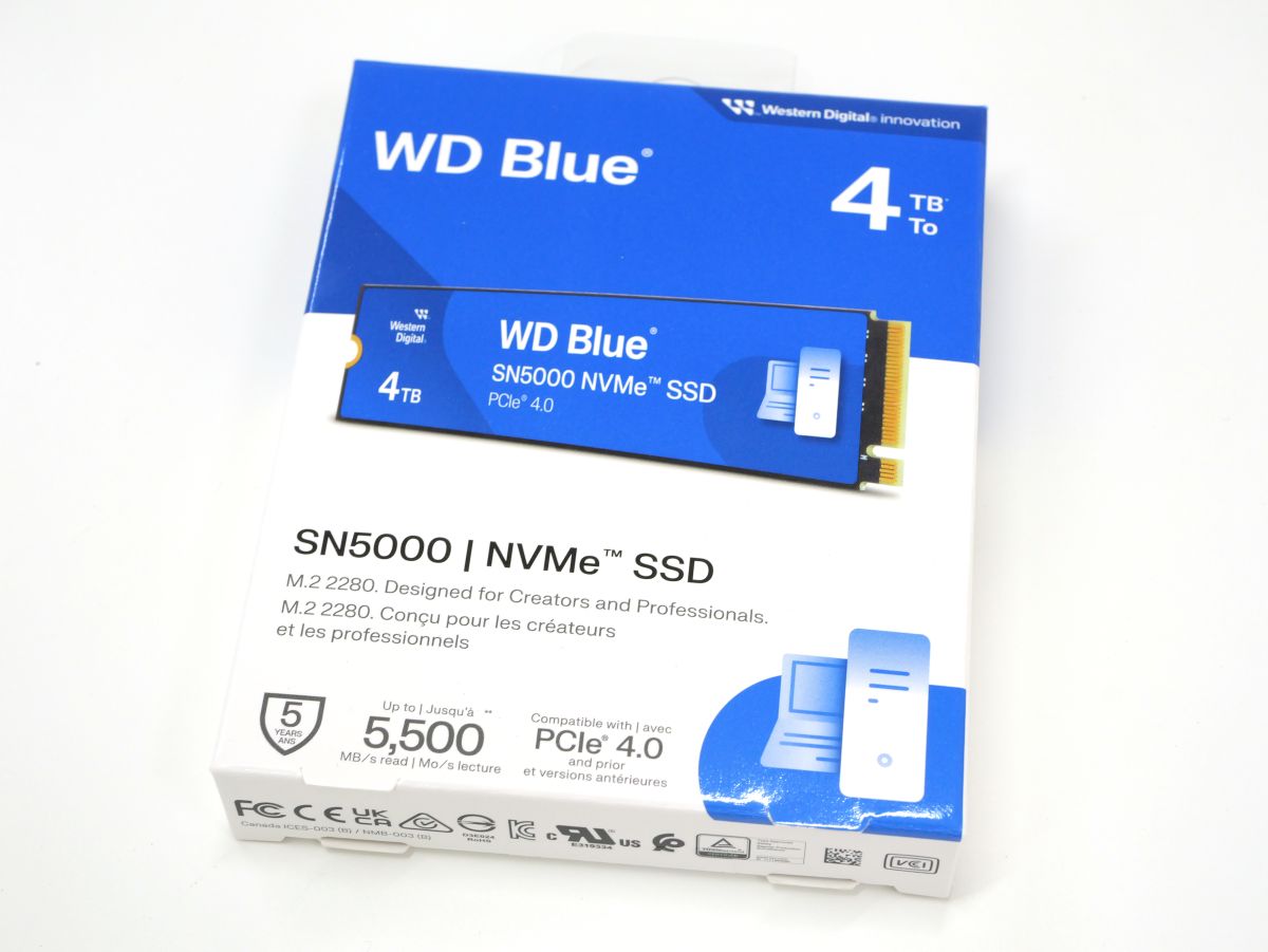 PCIe 4.0対応で最大4TBのDRAMレスSSD「WD Blue SN5000 NVMe SSD」の