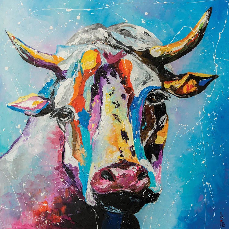 Colorful Cow Canvas Wall Art by KuptsovaArt | iCanvas