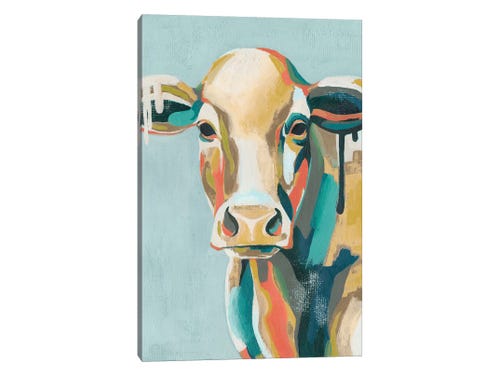 Colorful Cows I Canvas Wall Art by Grace Popp | iCanvas