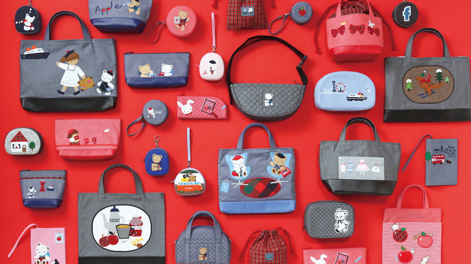 6点セット ファミリア 万博 バッグ ポーチ チャーム 扇子 ノート