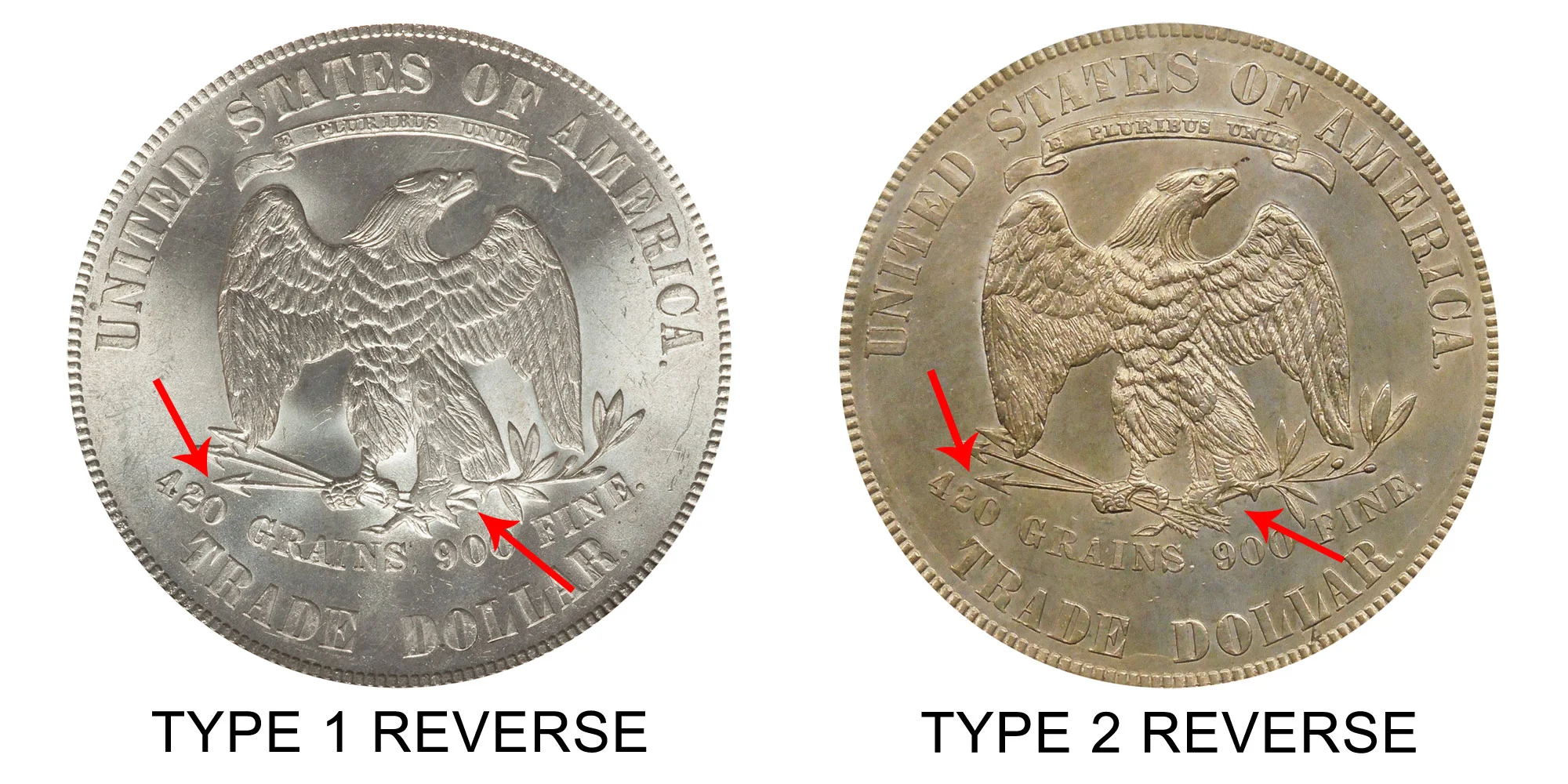1875 CC Trade Silver Dollar Type 1 Reverse Coin Value Prices
