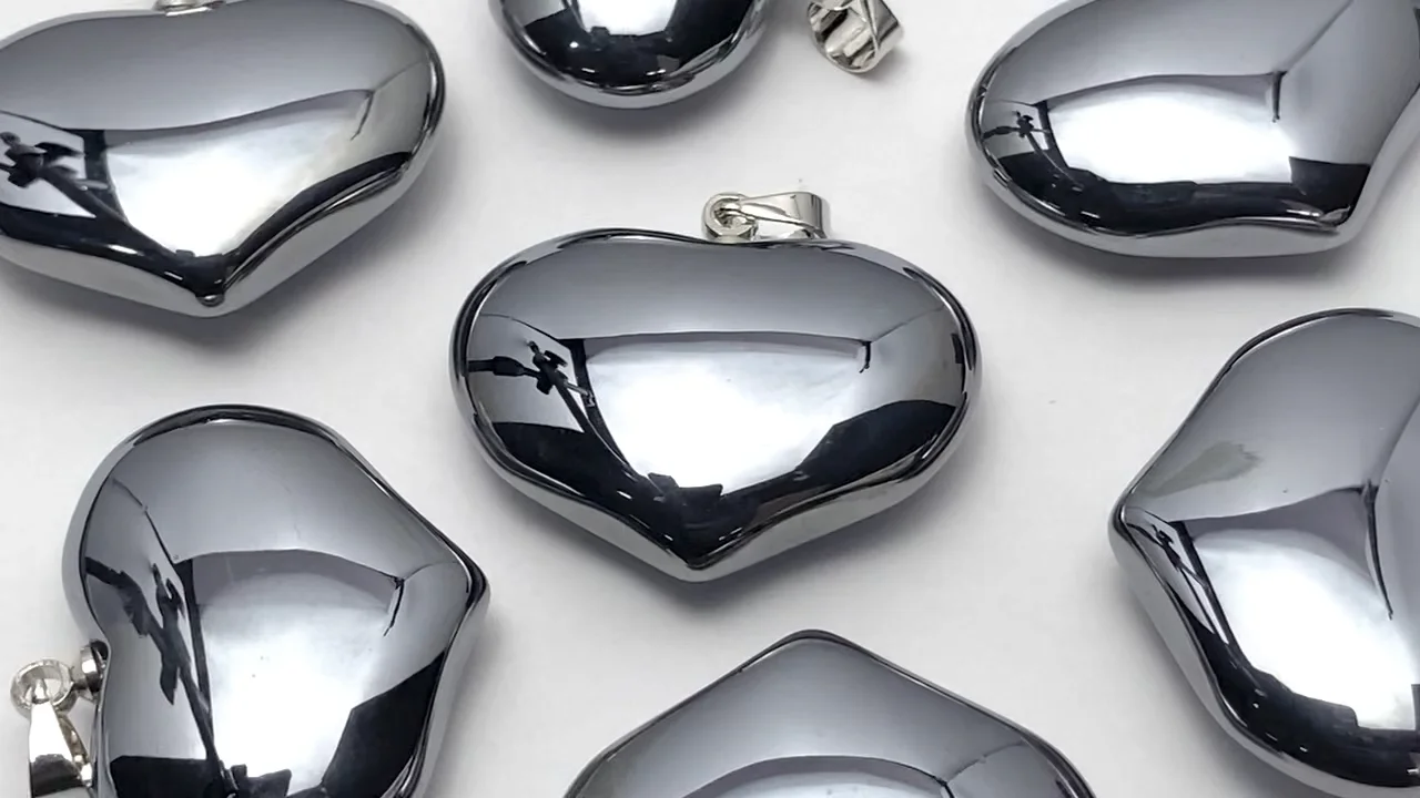 高純度テラヘルツ鉱石 ハート型ペンダントトップ25×19mm 1個｜天然石