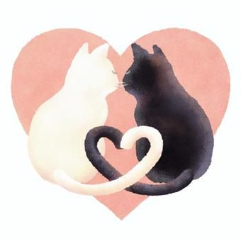 猫（ハート）イラスト