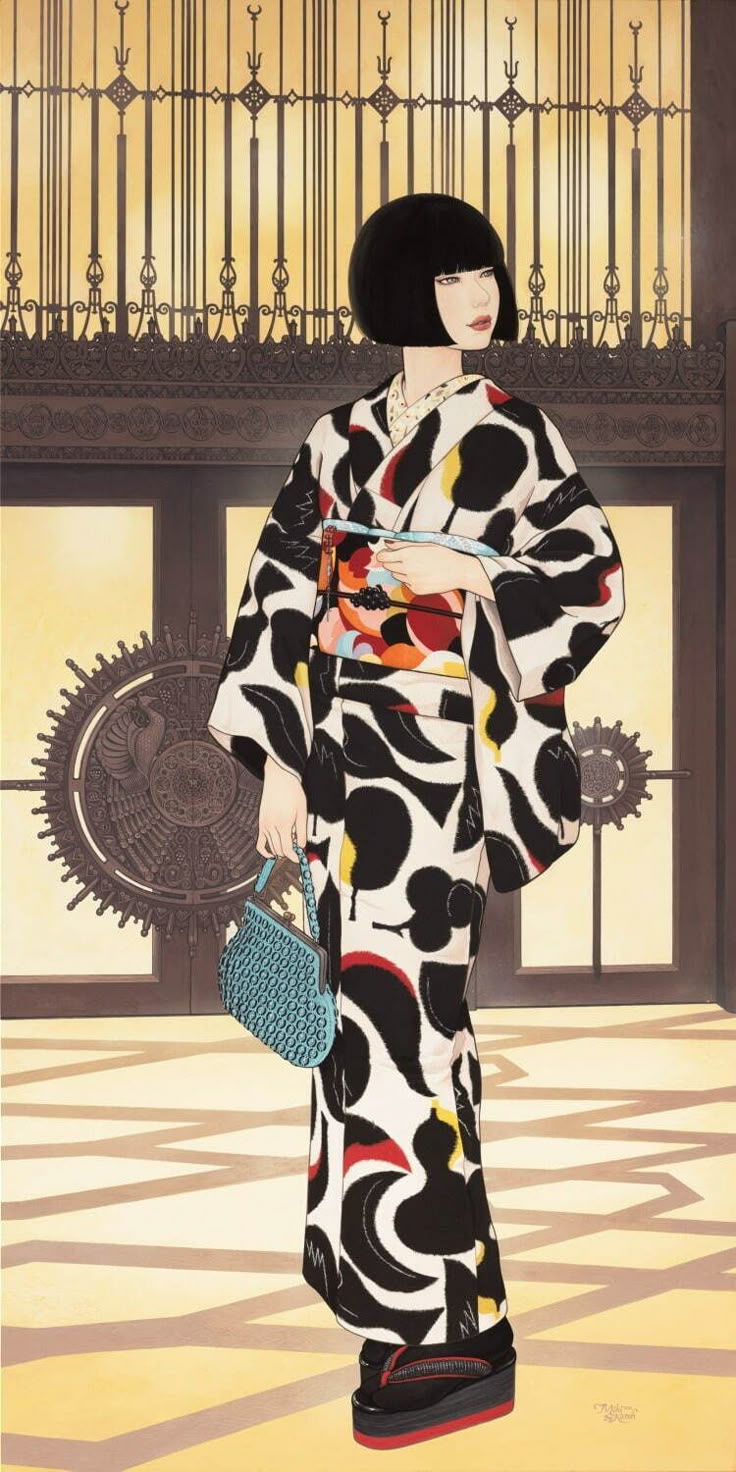 絵画 原画 ドローイング 水彩画 大正ロマン モダン 和装 絵画 原画