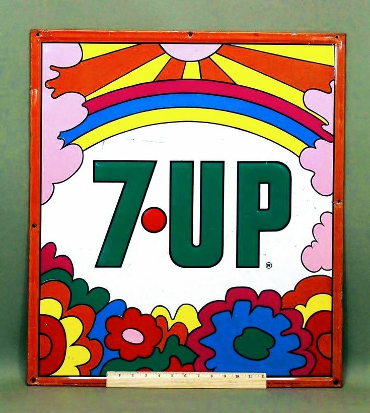 Vintage 7-Up Uncola Sign with Peter Max Art