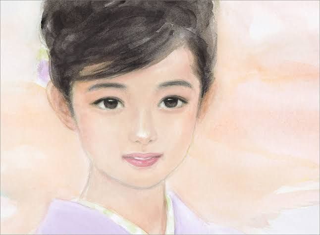 絵画 アクリル画 原画 少女 おおた慶文 「白さざんか」 絵画 アクリル