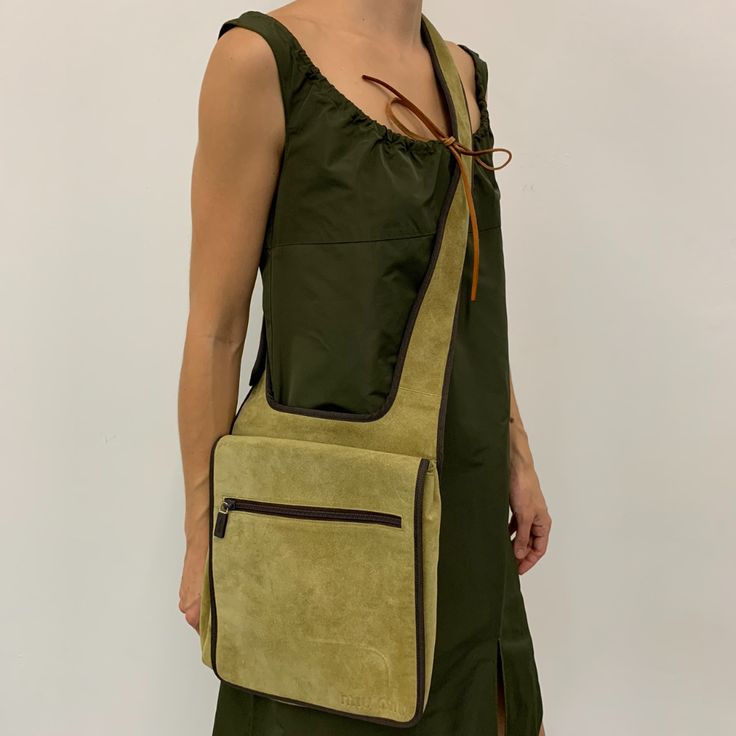 MIU MIU 1999 F/W Light Green Suede Leather Cross | Depop