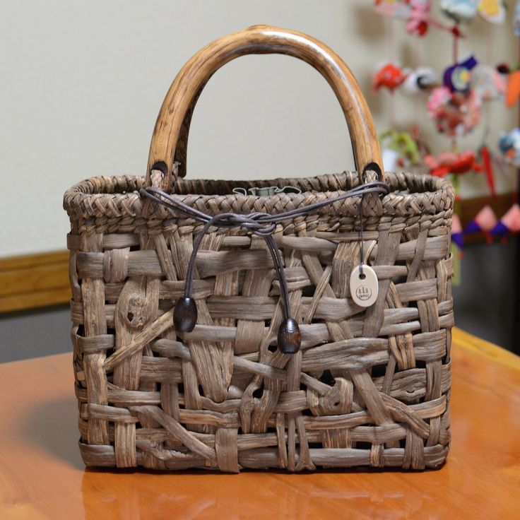 新品 長野産 極細3ミリ一番 柿渋2本飛び網代編み 山葡萄籠