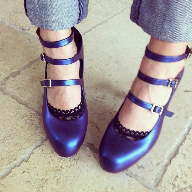 Vivienne Westwood + Melissa Shoes 3-strap platforms in Purple