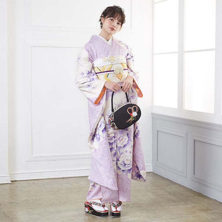 絞り 水彩 紫 牡丹に梅花