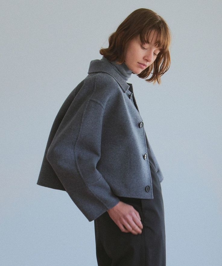 Nave】メルトンリバー ステンカラークロップド コート