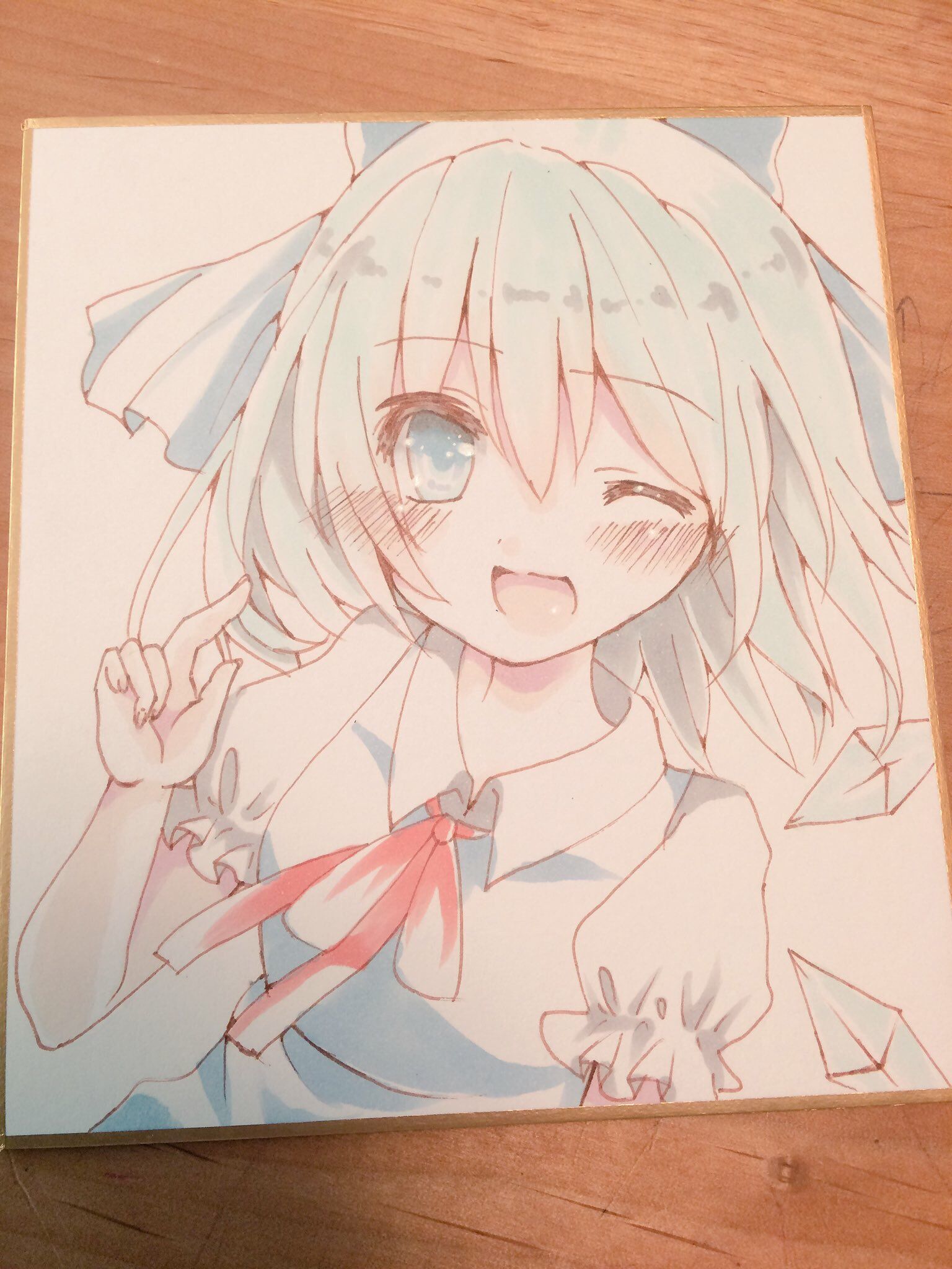 ひ*き様 一点物 オリジナル 色紙 手描きイラスト アナログ 女の子 創作