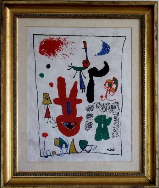 20世紀最大の巨匠 ジョアン・ミロ 画伯肉筆作品 インテリア 記念品