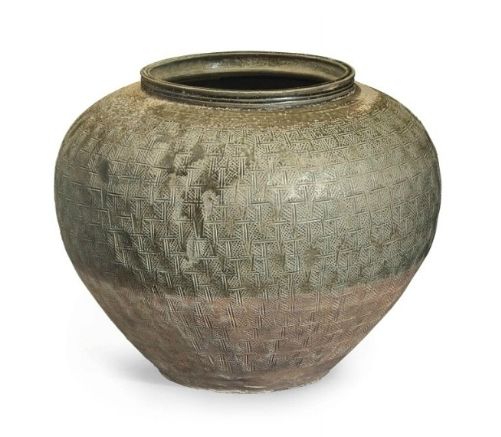 中国漢時代灰釉壺 A ceramic jar HAN dynasty 中国漢時代灰釉壺A