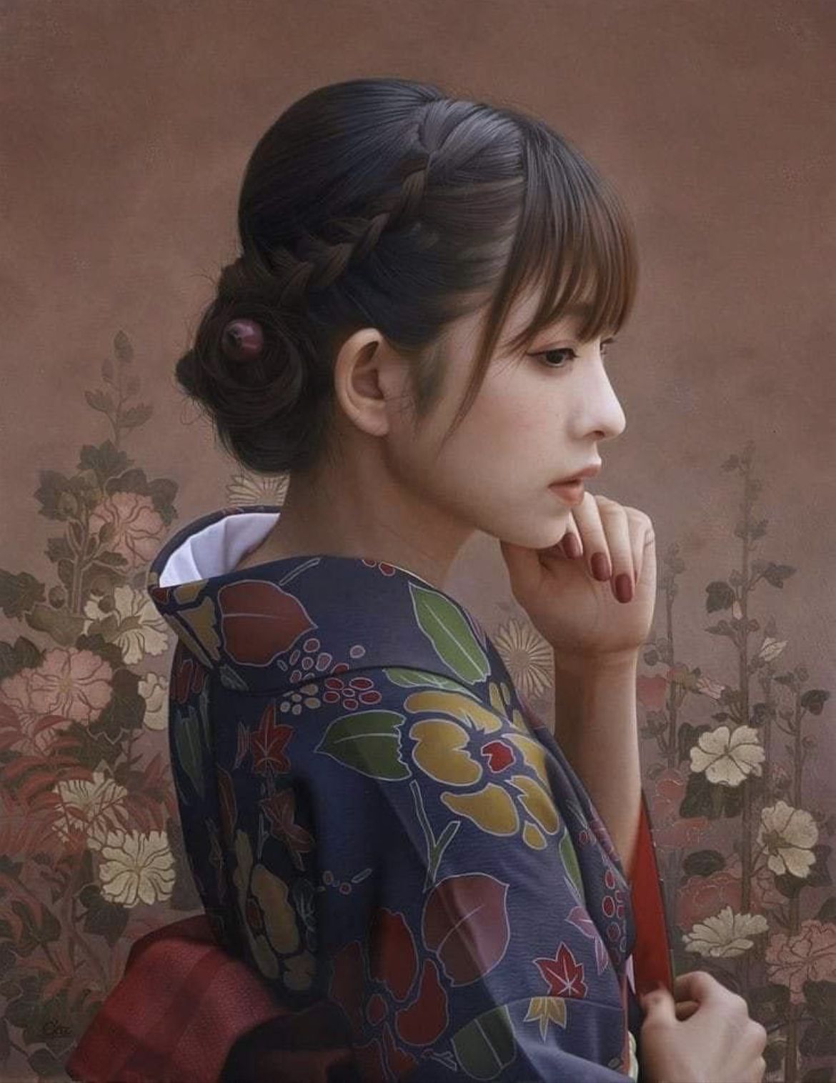 真作保証 日本画家☆森 拍甫 雪南天二雀ノ図 真作保証 日本画家☆森 拍