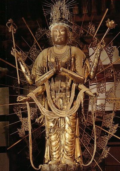 奈良東大寺 本尊不空羂索観音菩薩 遠藤実実兄筆 油彩 稀少品 奈良