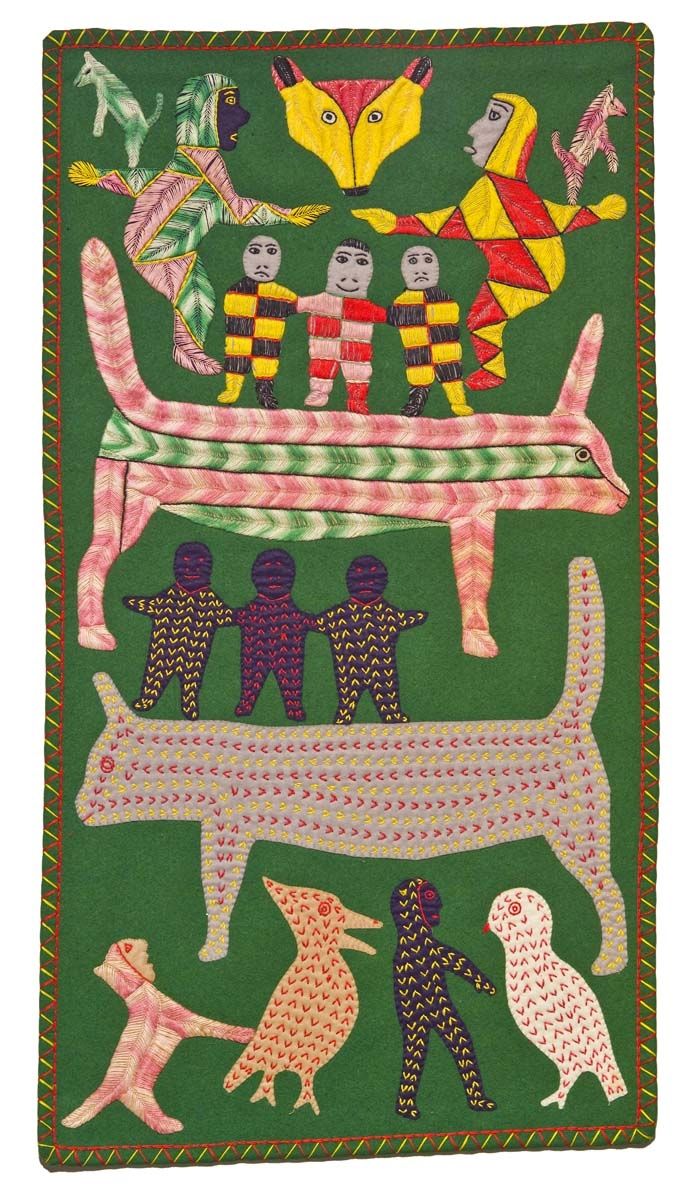 アンティーク、インド刺繍絵 インドの手作りの刺繍の作品 古い刺繍の