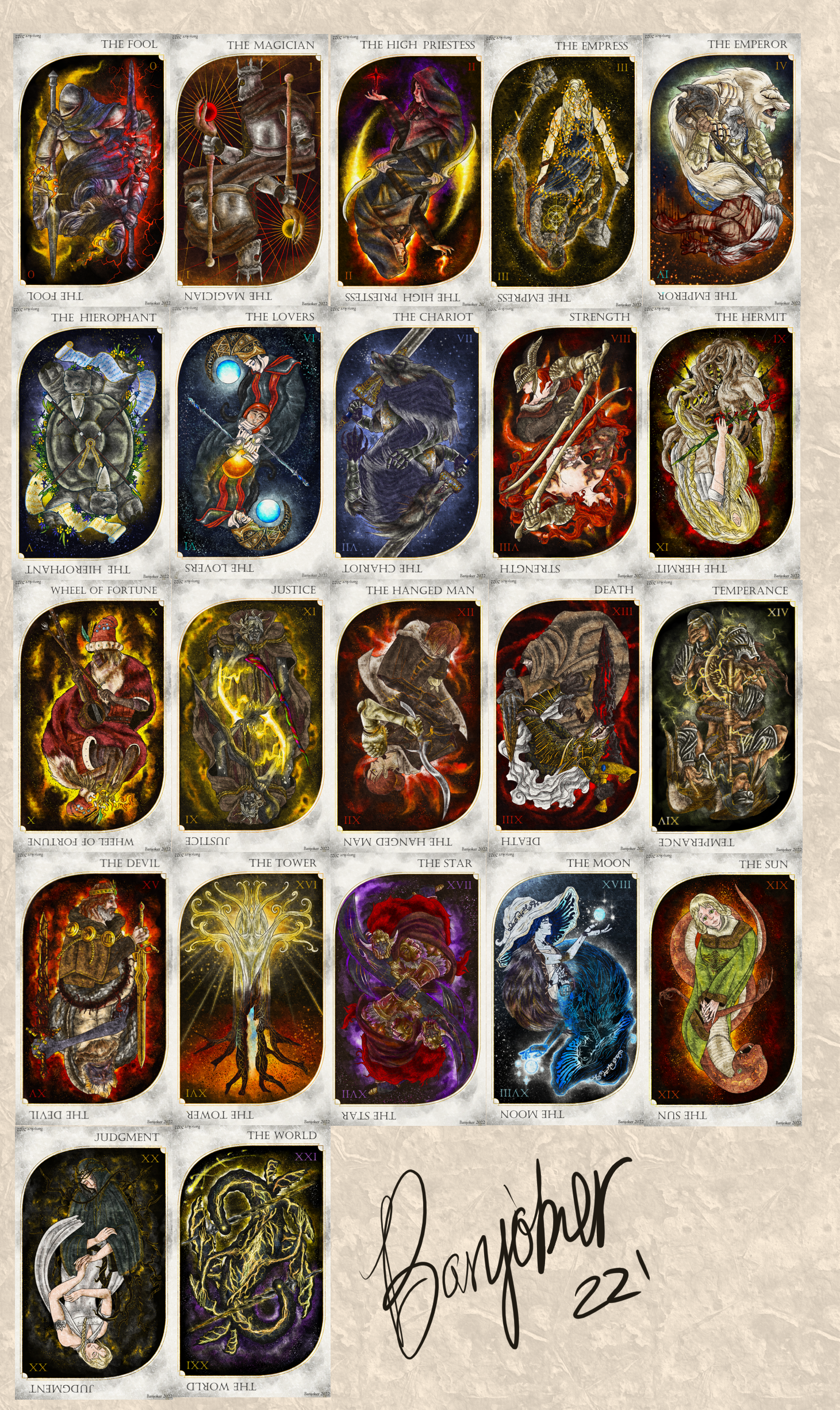 エルデンリングのタロットカードファンアート全部！0から21まで！ : r