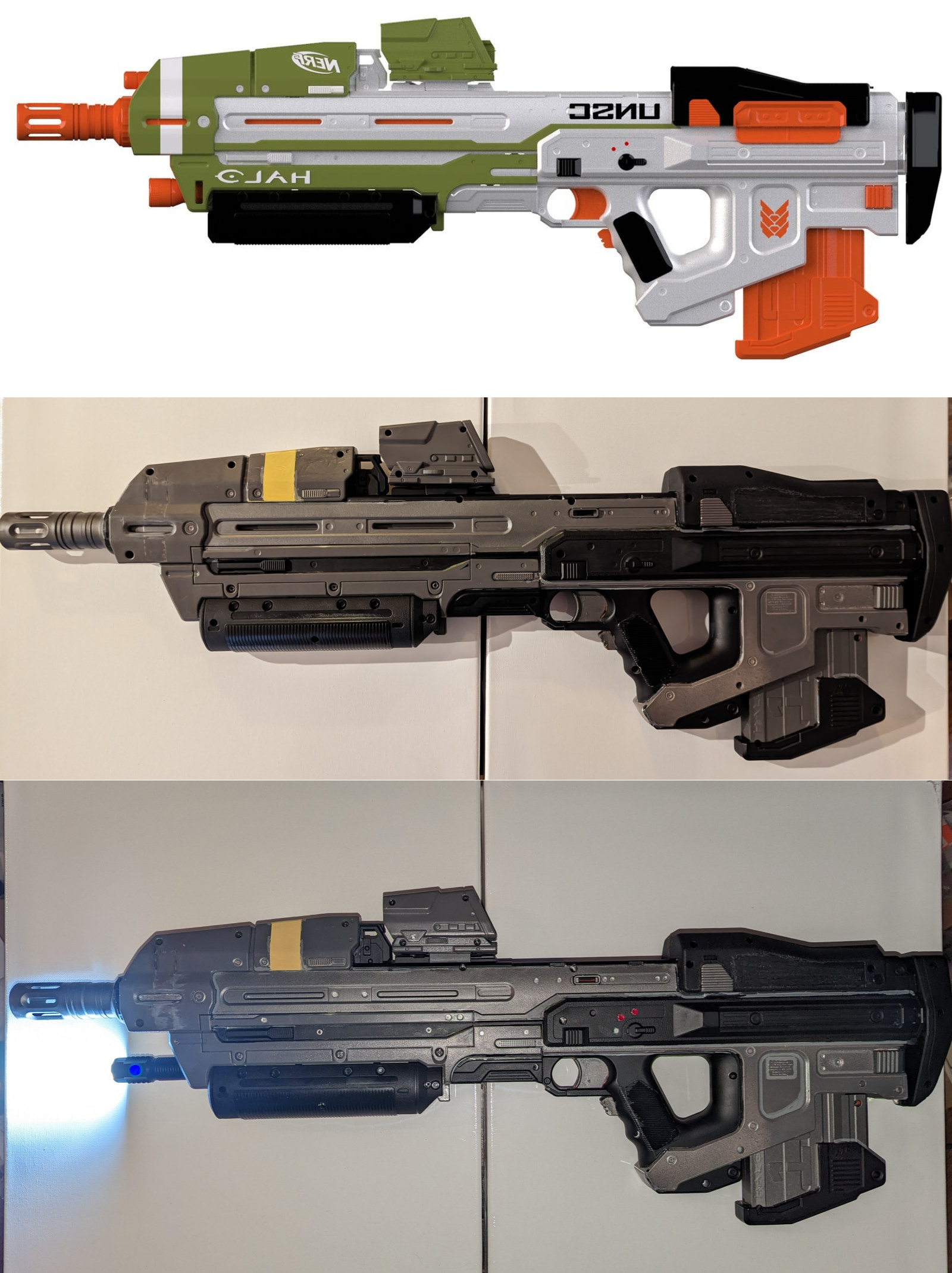 Nerf HALO MA40 を再塗装して、作動するライトを搭載！ : r/halo