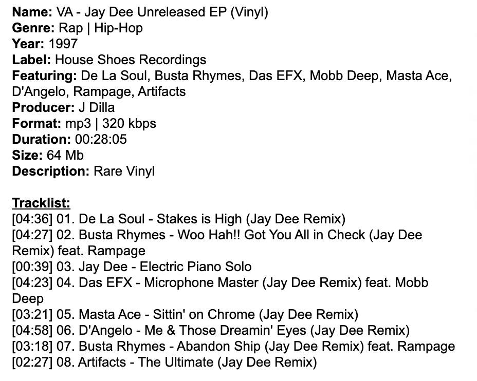 Unreleased Dilla EP : r/jdilla