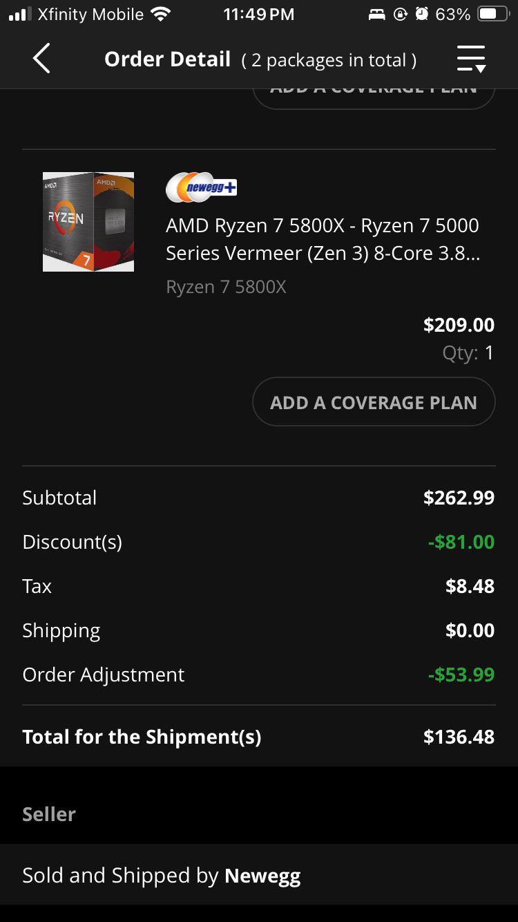 BUNDLE] AMD Ryzen 7 5800X + CORSAIR VENGEANCE 32GB (2 x 16GB) 288