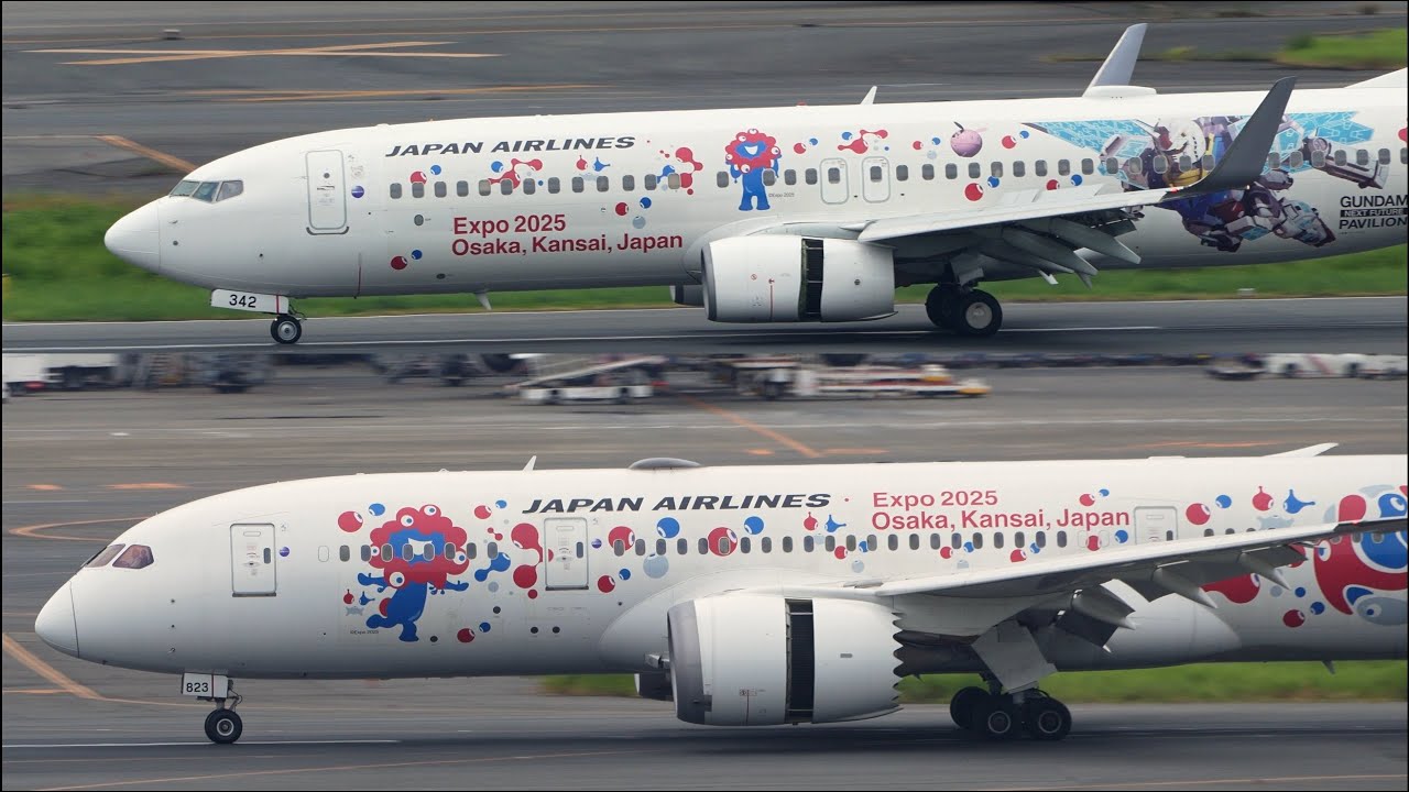 JAL Expo Osaka 2025 Livery Boeing 737 787 JA342J JA823J Landing at