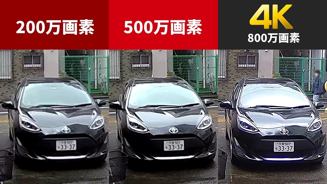 4K・500万画素・200万画素の画質を比較 - ジャパン・セキュリティ