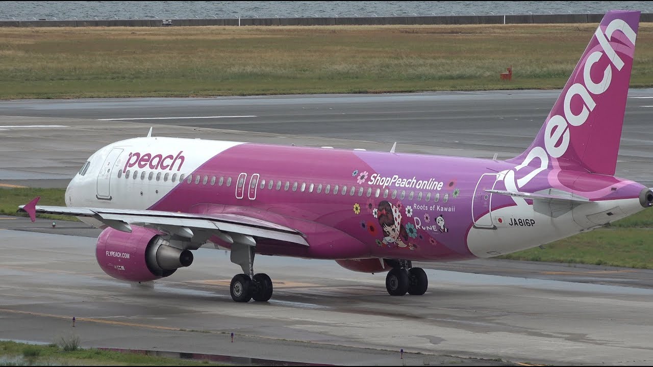 Peach Airbus A320-200 JA816P Takeoff from KIX 24L - YouTube