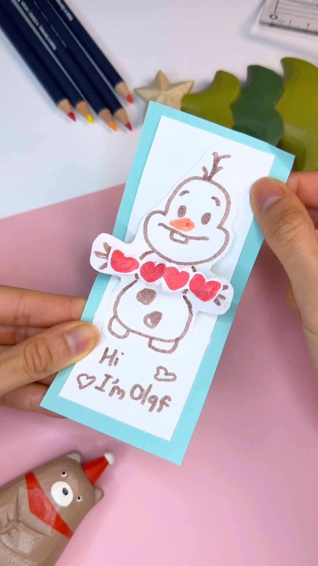 オラフのメッセージカード☃️#diychristmascard #diychristmas