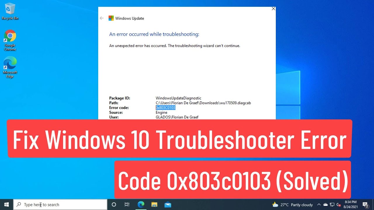 Fix Windows 10 Troubleshooter Error Code 0x803c0103 (Solved) - YouTube