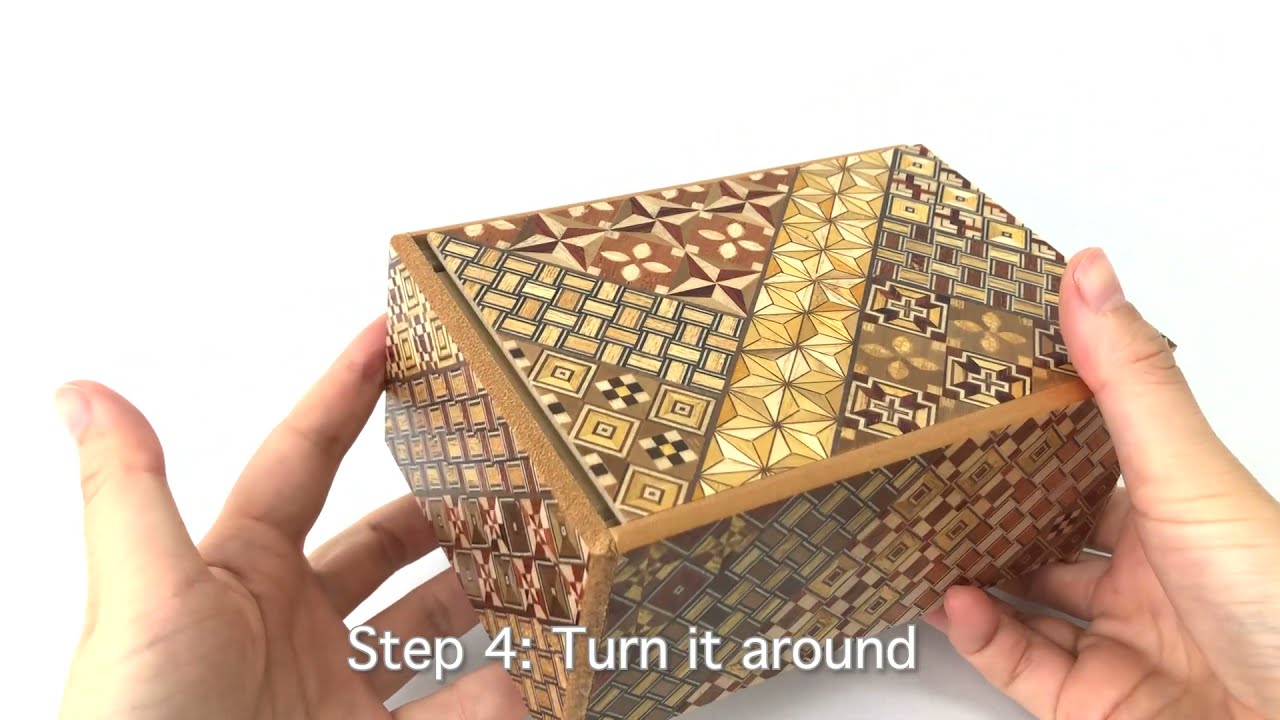 How to open a 5 sun 10 step Yosegi Secret Box【寄木細工秘密箱5寸10