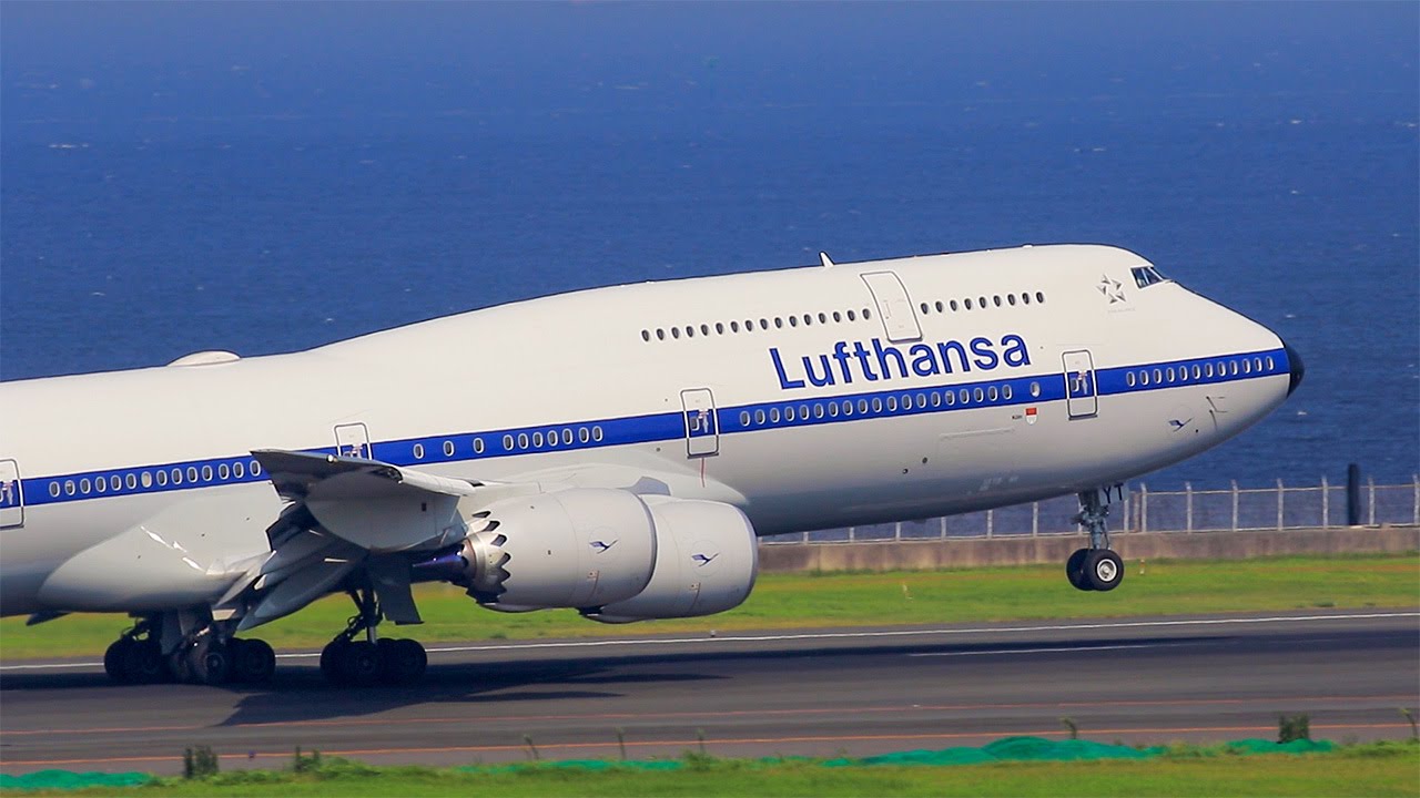 Lufthansa/ルフトハンザドイツ航空 B747-8 レトロ塗装機 離陸【60fps