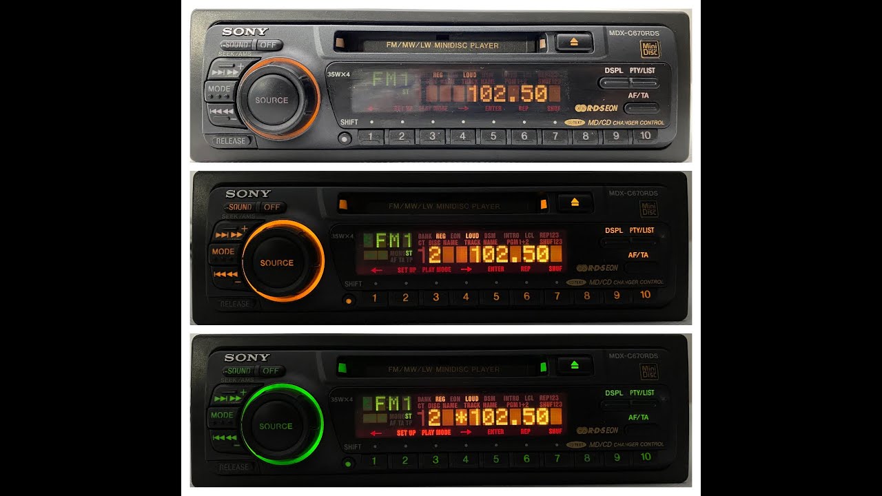 1990s Sony MDX-C670RDS Car MD Mini Disc FM Radio Player 2 Color
