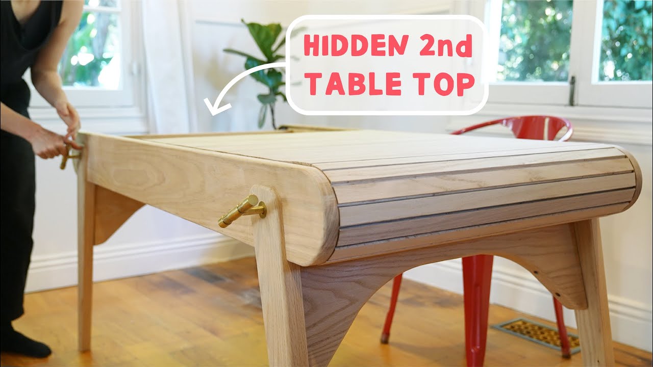 A mechanical table with a hidden puzzle surface - YouTube